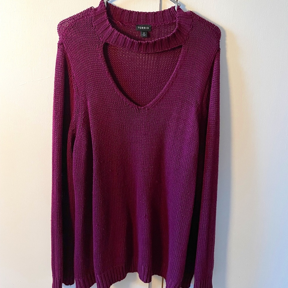 Torrid Women's V-Neck/Choker Style Knit Sweater